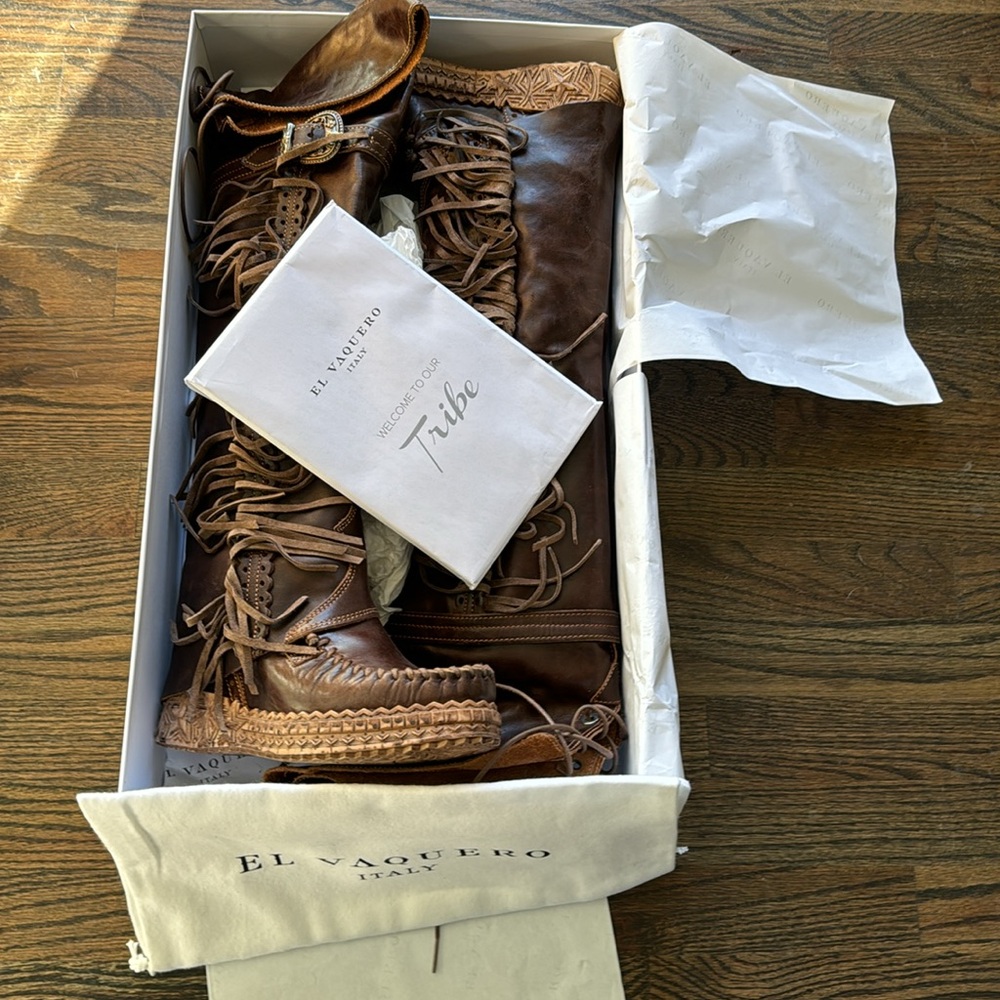 EL VAQUERO chestnut 🤎 BNIB Moccasin Boots Size 37 - Picture 11 of 16